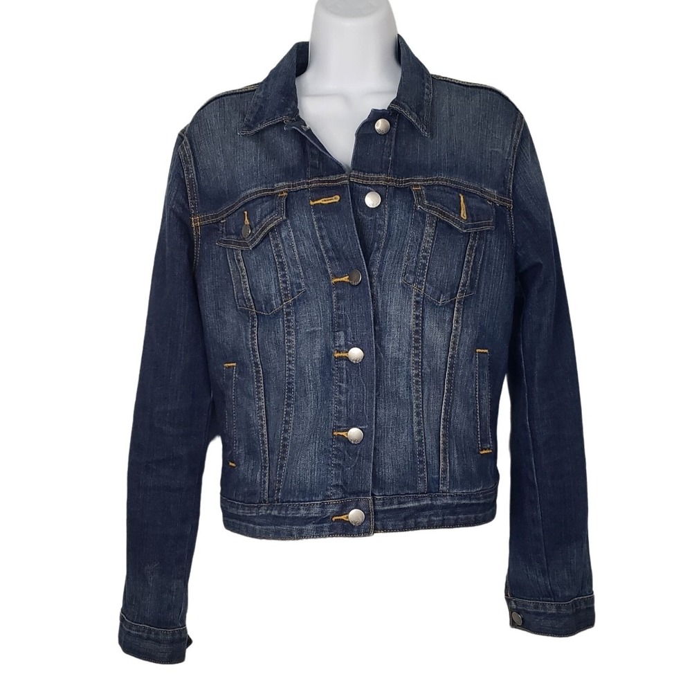 VTG Gap Denim Jacket Trucker Flap Pocket Distressed Rockabilly Retro Womens S